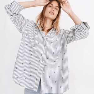 Madewell Black and White Oversized Button Down Shirt